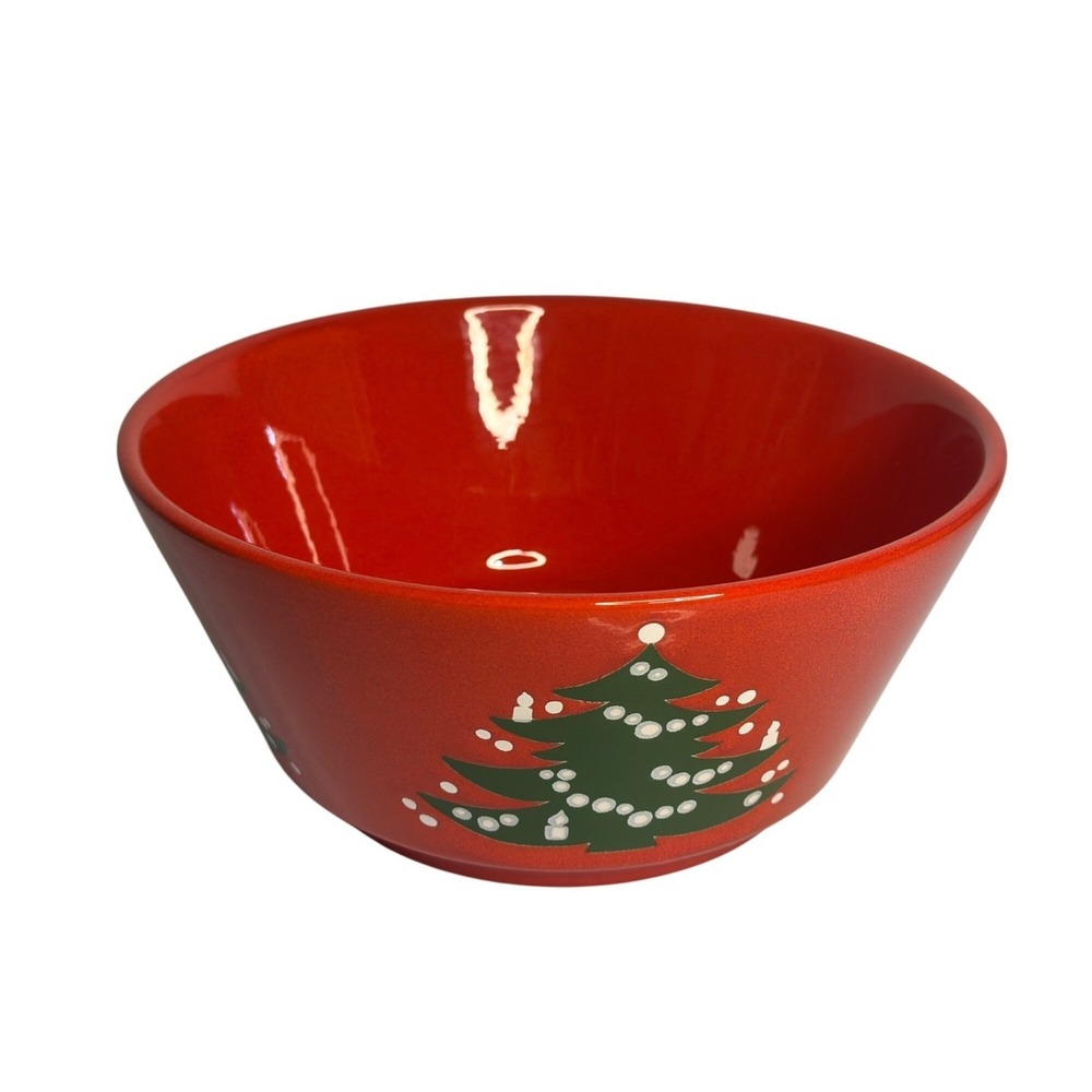 VTG‎ Waechtersbach Christmas Tree Serving Bowl Red Germany Retro Earthenware MCM